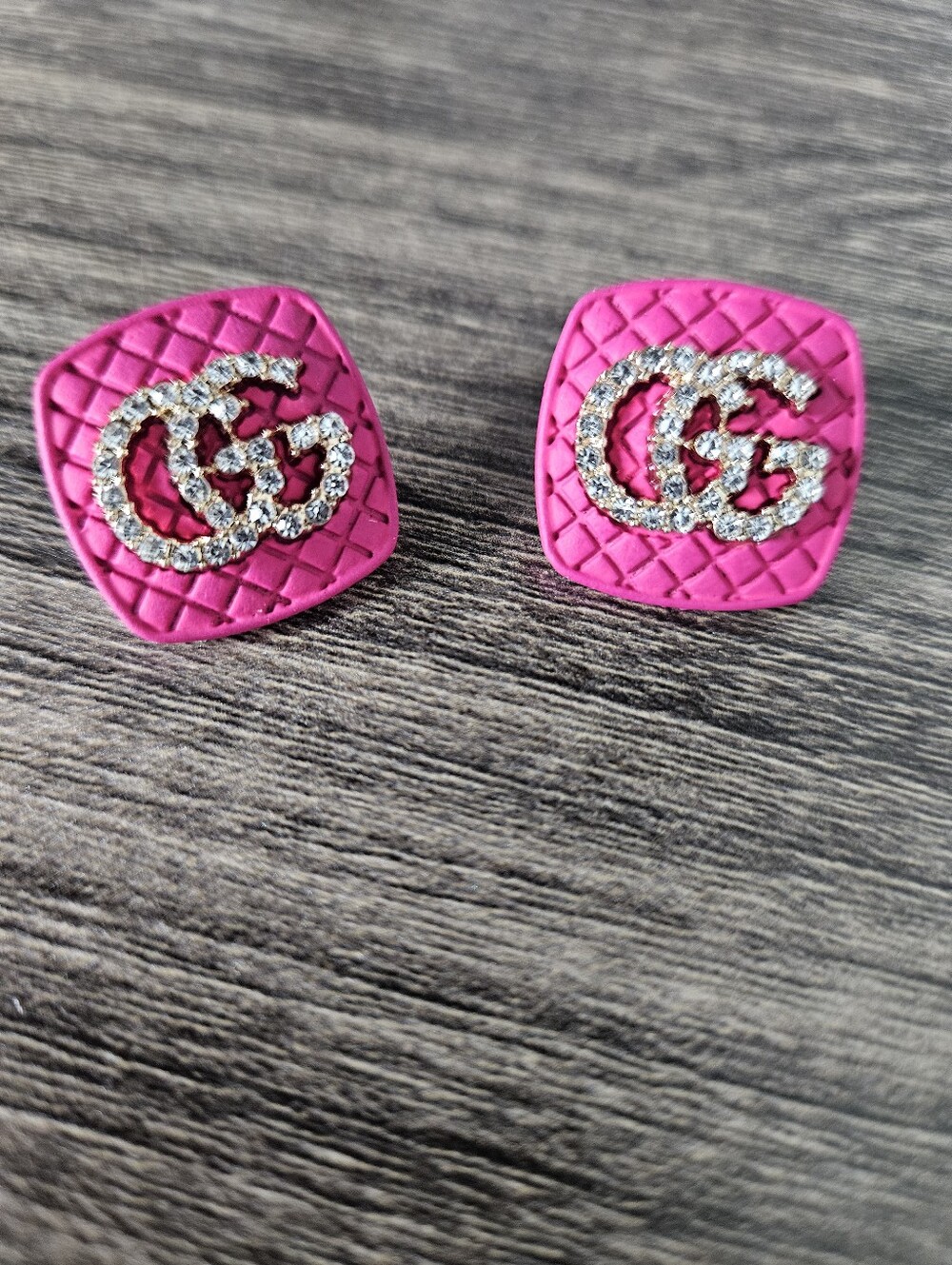Double Letter Quilted Stud Earrings